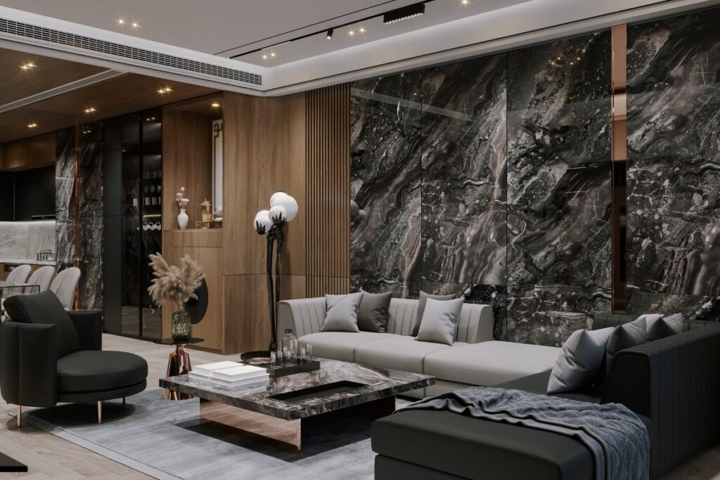 Modern luxury apartment interior reflecting high housing cost of living in Dubai