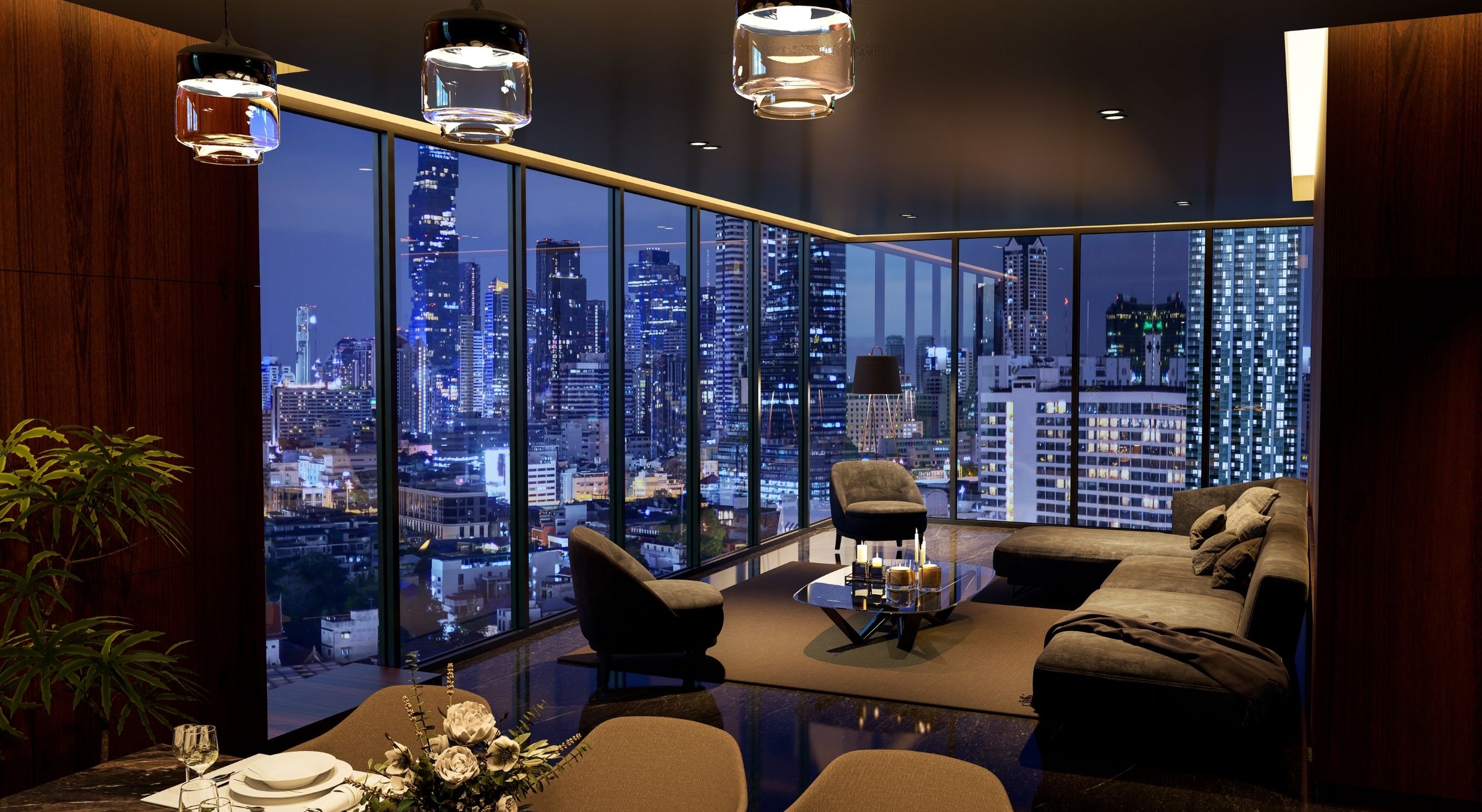 Buy apartment Dubai penthouse skyline view – luxury real estate with premium interiors in Dubai city center